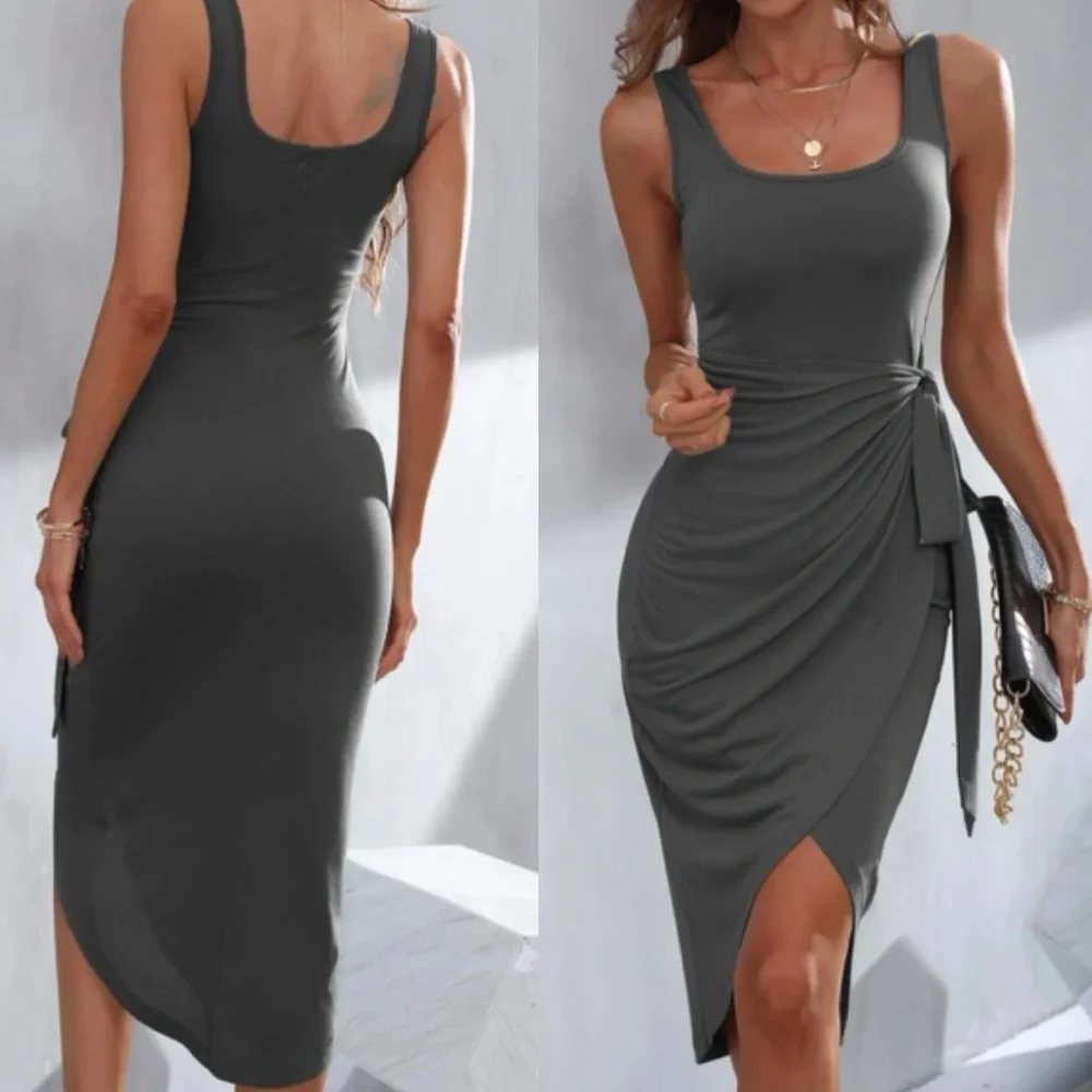 Boho tie side tank bodycon dress - Picture 7 of 8
